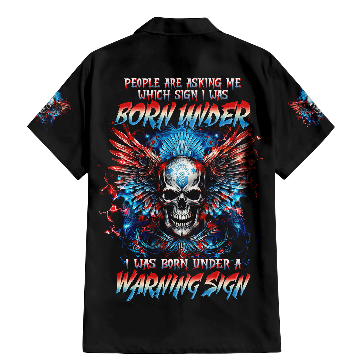 Wings Skull Family Matching Mermaid Dress and Hawaiian Shirt People Are Asking Me Which Sign I was Born Under I Was Born Under A Warning Sigh - Wonder Print Shop
