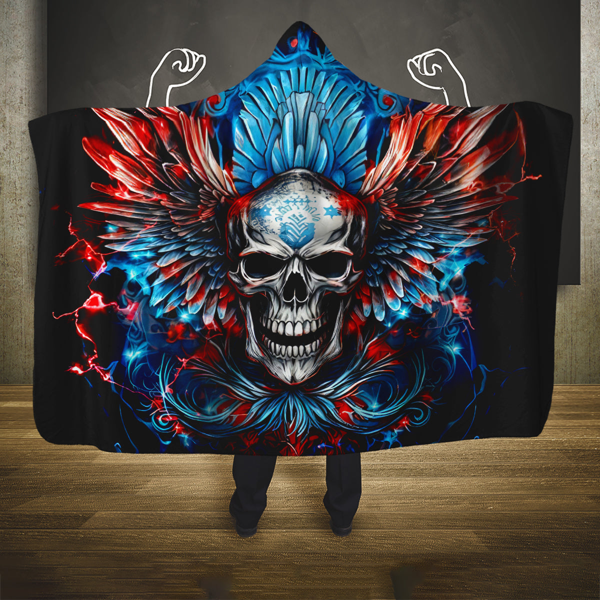 Wings Skull Hooded Blanket People Are Asking Me Which Sign I was Born Under I Was Born Under A Warning Sigh