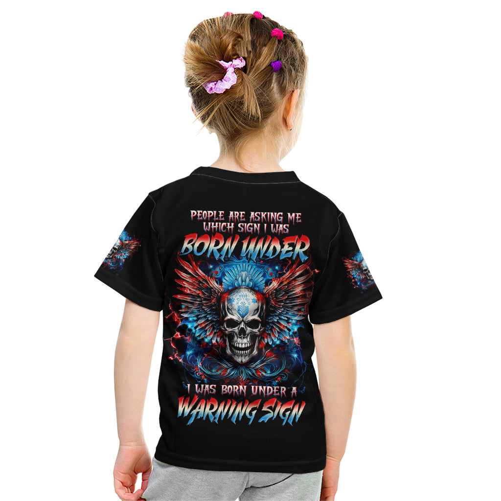 Wings Skull Kid T Shirt People Are Asking Me Which Sign I was Born Under I Was Born Under A Warning Sigh - Wonder Print Shop