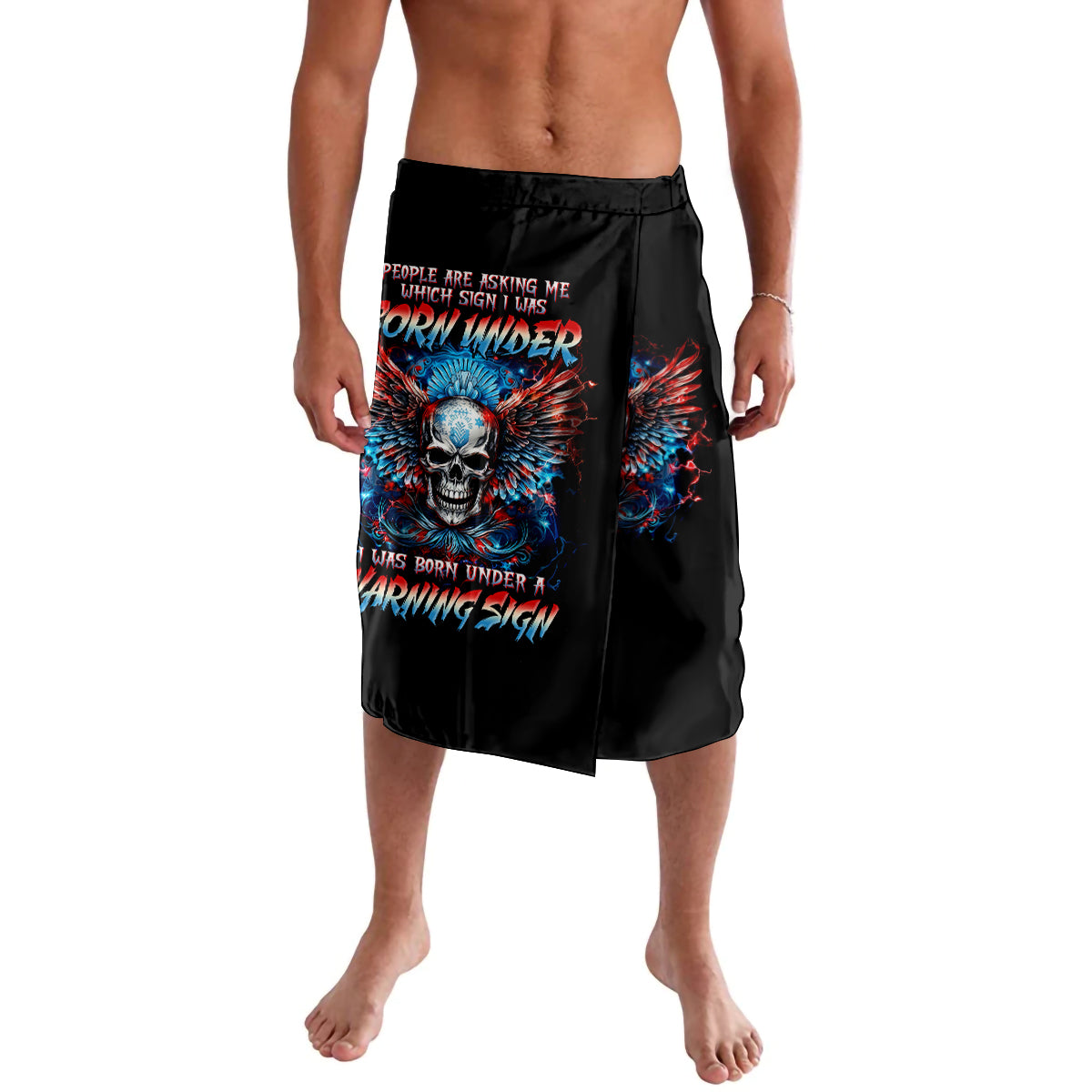 Wings Skull Lavalava People Are Asking Me Which Sign I was Born Under I Was Born Under A Warning Sigh - Wonder Print Shop