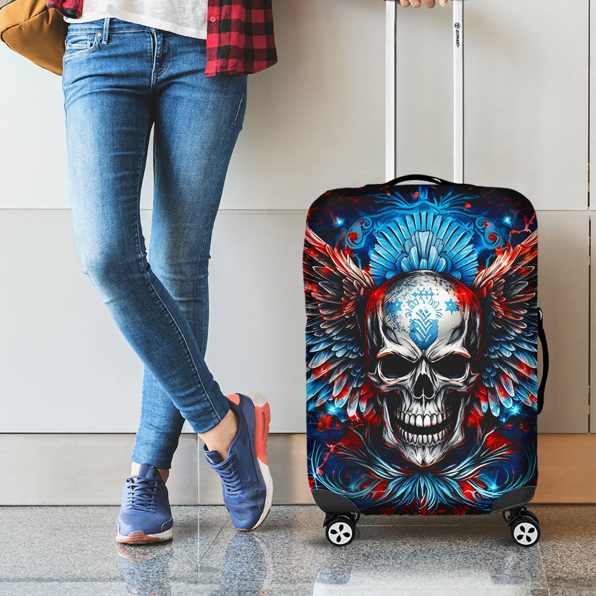 Wings Skull Luggage Cover People Are Asking Me Which Sign I was Born Under I Was Born Under A Warning Sigh - Wonder Print Shop