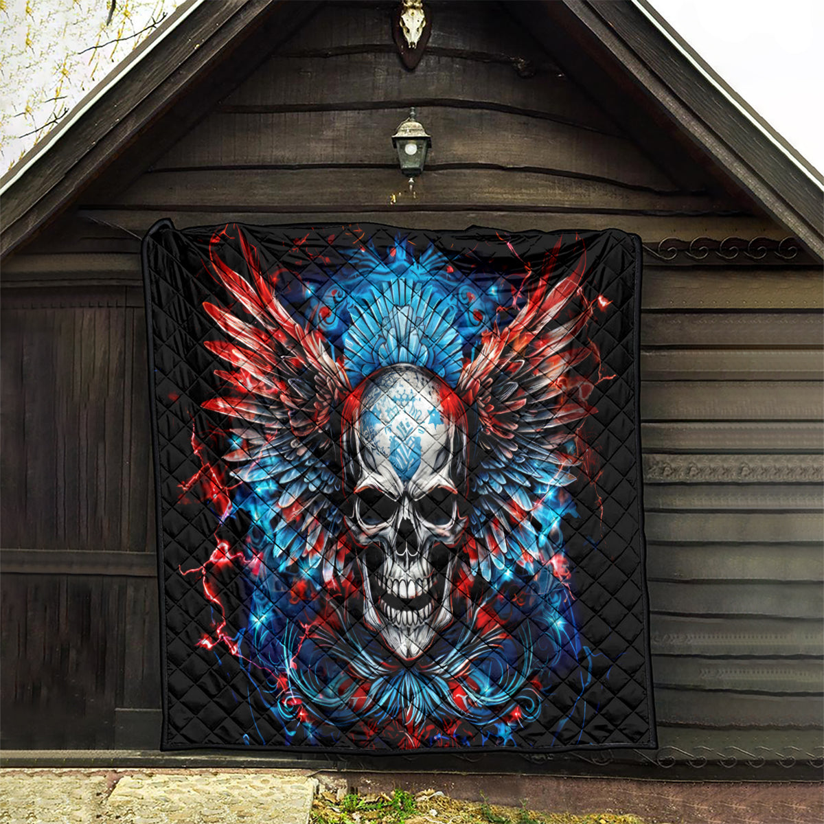 Wings Skull Quilt People Are Asking Me Which Sign I was Born Under I Was Born Under A Warning Sigh - Wonder Print Shop