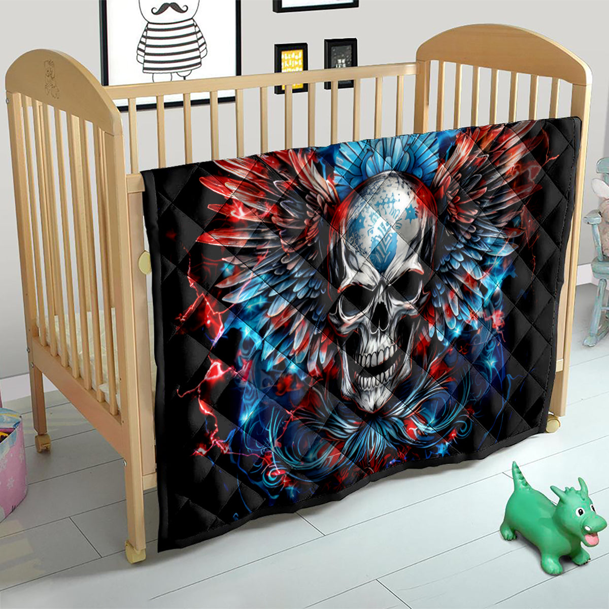 Wings Skull Quilt People Are Asking Me Which Sign I was Born Under I Was Born Under A Warning Sigh - Wonder Print Shop
