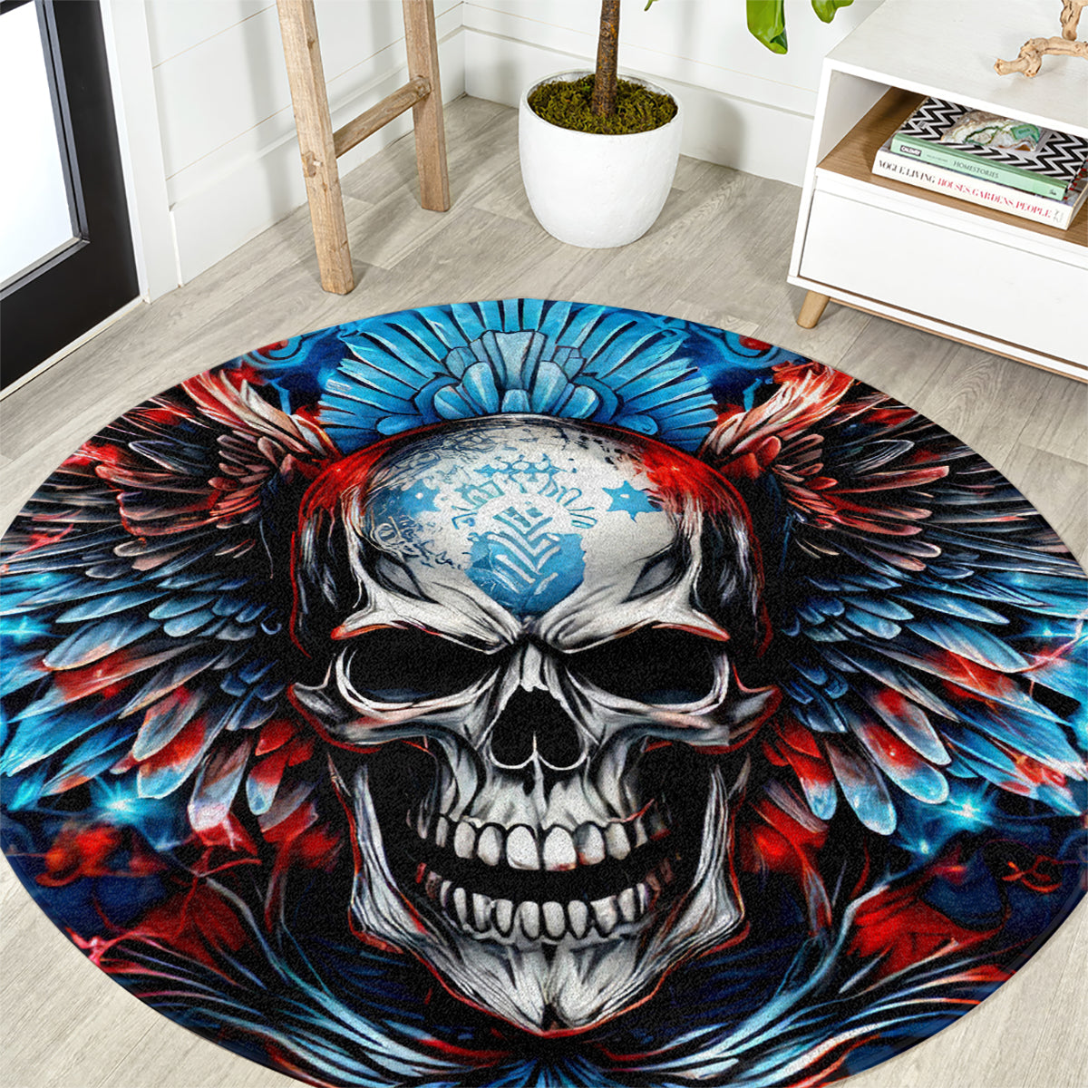 Wings Skull Round Carpet People Are Asking Me Which Sign I was Born Under I Was Born Under A Warning Sigh