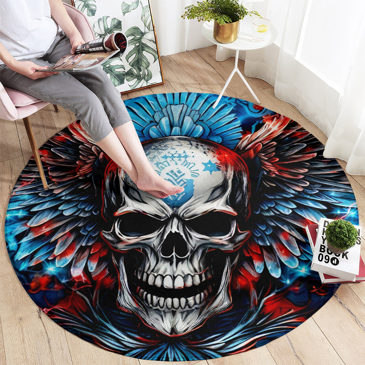 Wings Skull Round Carpet People Are Asking Me Which Sign I was Born Under I Was Born Under A Warning Sigh
