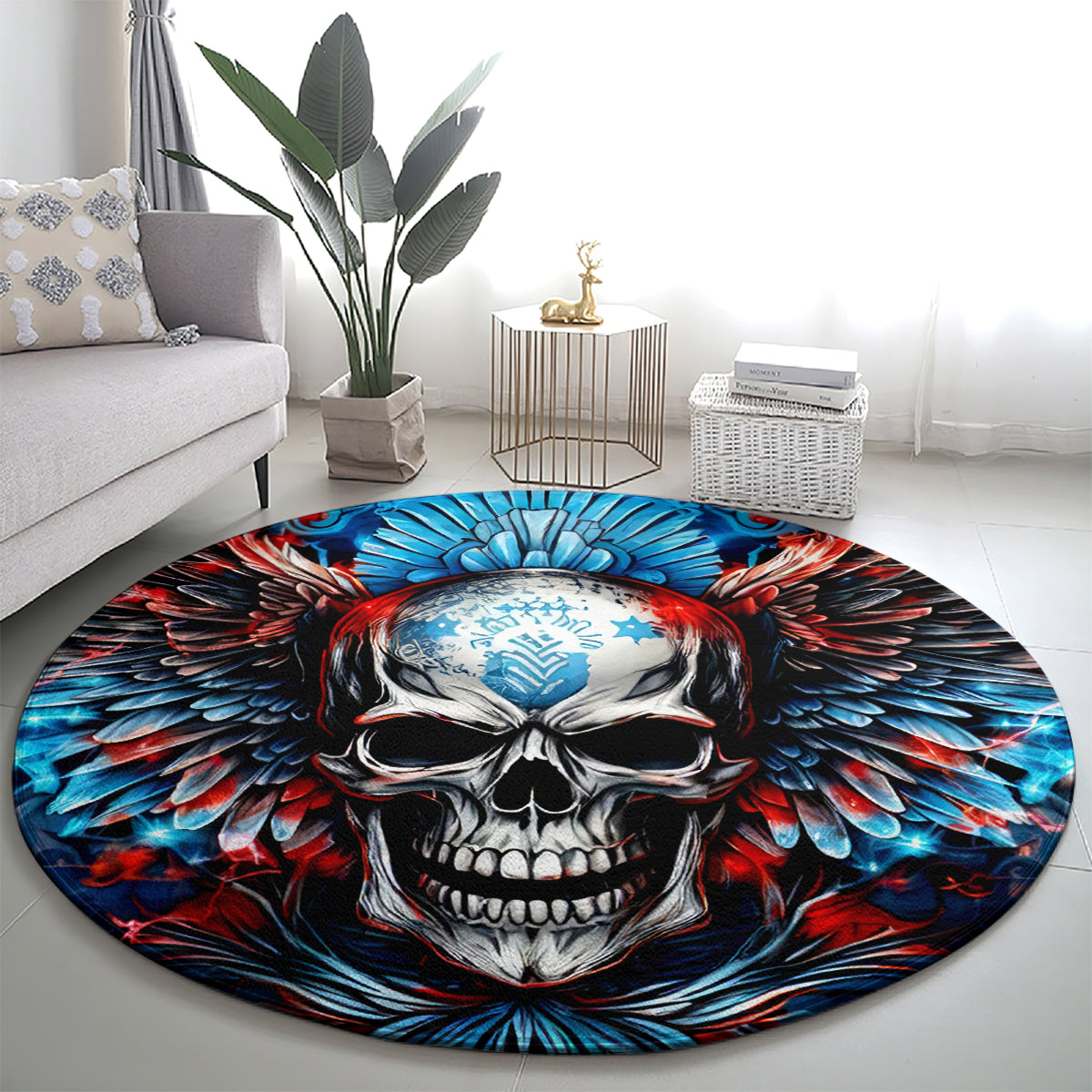 Wings Skull Round Carpet People Are Asking Me Which Sign I was Born Under I Was Born Under A Warning Sigh
