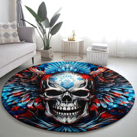 Wings Skull Round Carpet People Are Asking Me Which Sign I was Born Under I Was Born Under A Warning Sigh