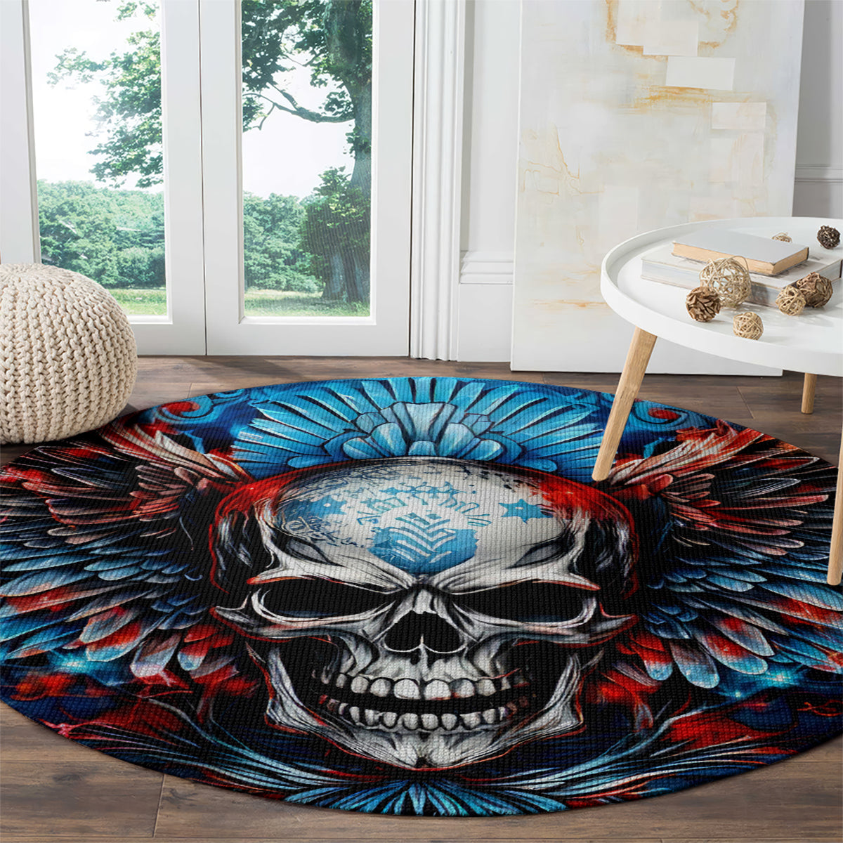 Wings Skull Round Carpet People Are Asking Me Which Sign I was Born Under I Was Born Under A Warning Sigh