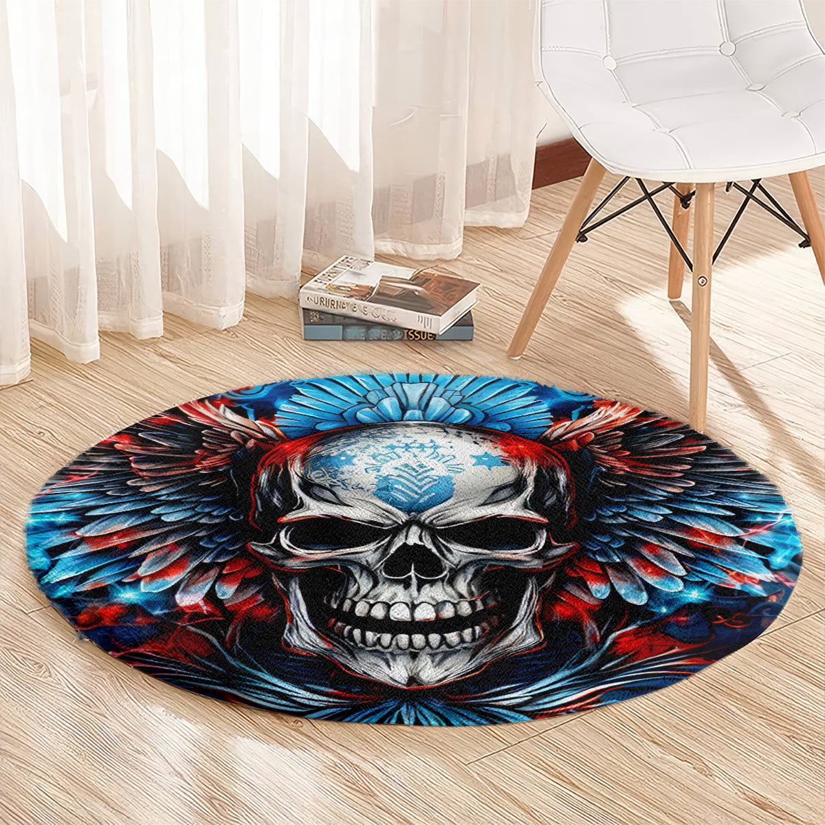 Wings Skull Round Carpet People Are Asking Me Which Sign I was Born Under I Was Born Under A Warning Sigh