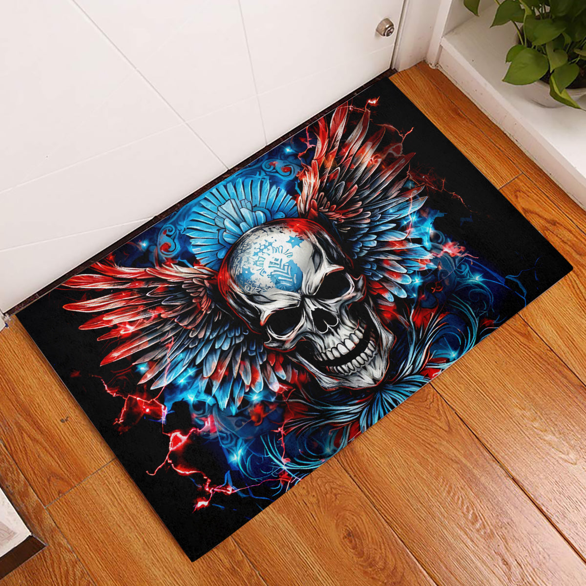 Wings Skull Rubber Doormat People Are Asking Me Which Sign I was Born Under I Was Born Under A Warning Sigh - Wonder Print Shop