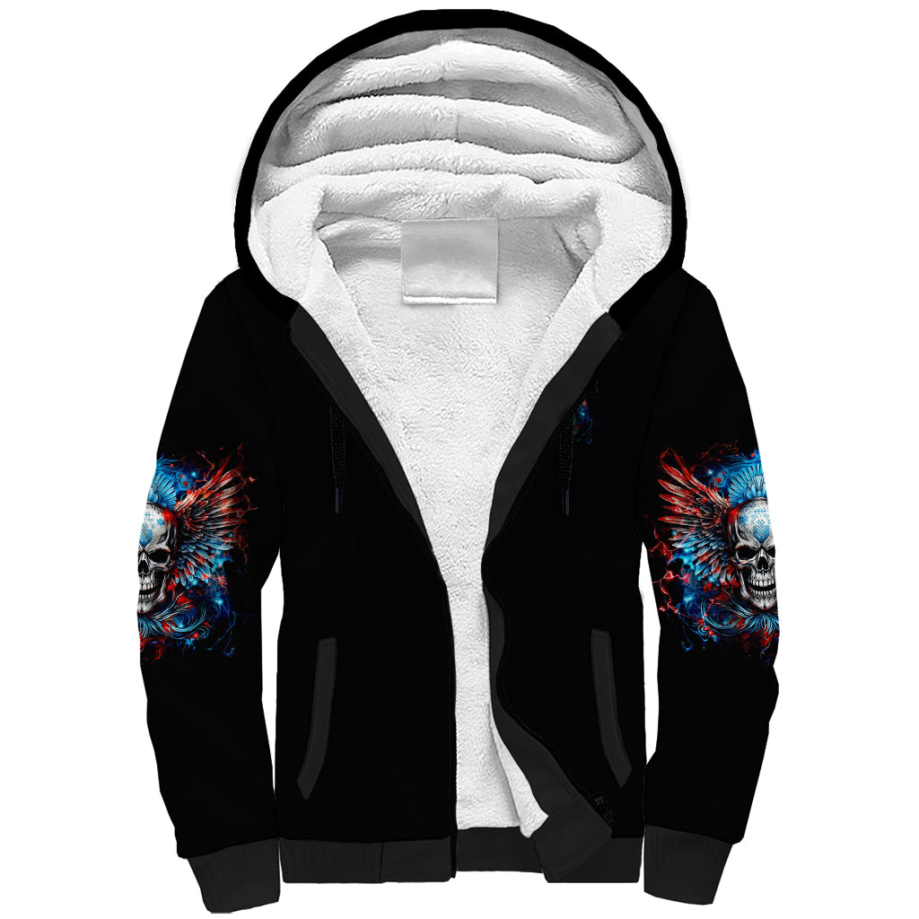 Wings Skull Sherpa Hoodie People Are Asking Me Which Sign I was Born Under I Was Born Under A Warning Sigh - Wonder Print Shop