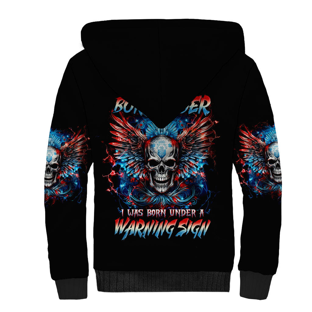 Wings Skull Sherpa Hoodie People Are Asking Me Which Sign I was Born Under I Was Born Under A Warning Sigh - Wonder Print Shop