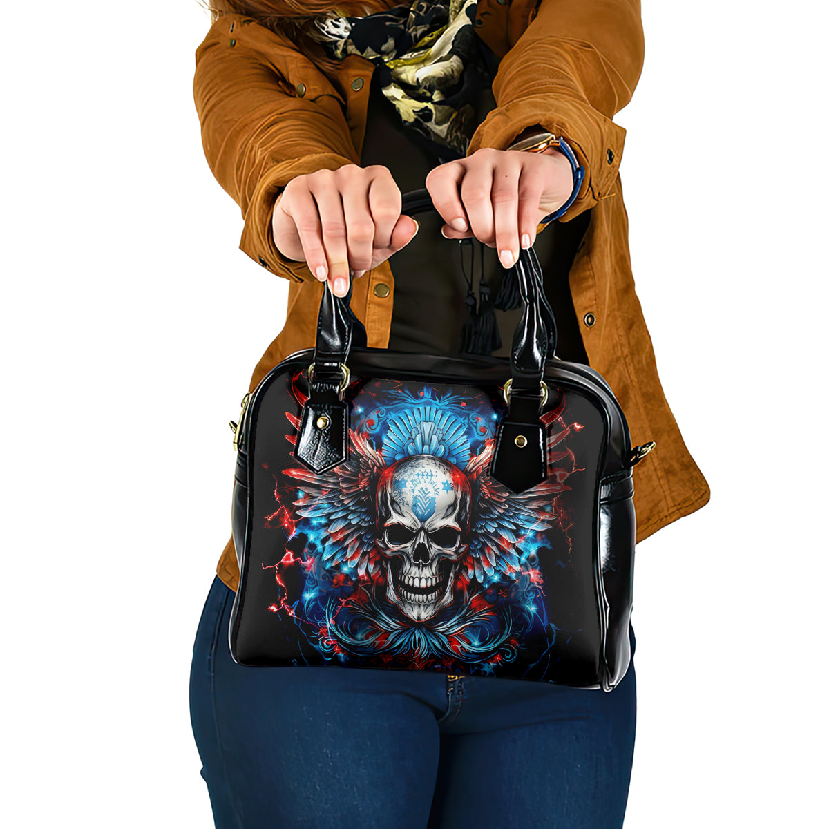 Wings Skull Shoulder Handbag People Are Asking Me Which Sign I was Born Under I Was Born Under A Warning Sigh