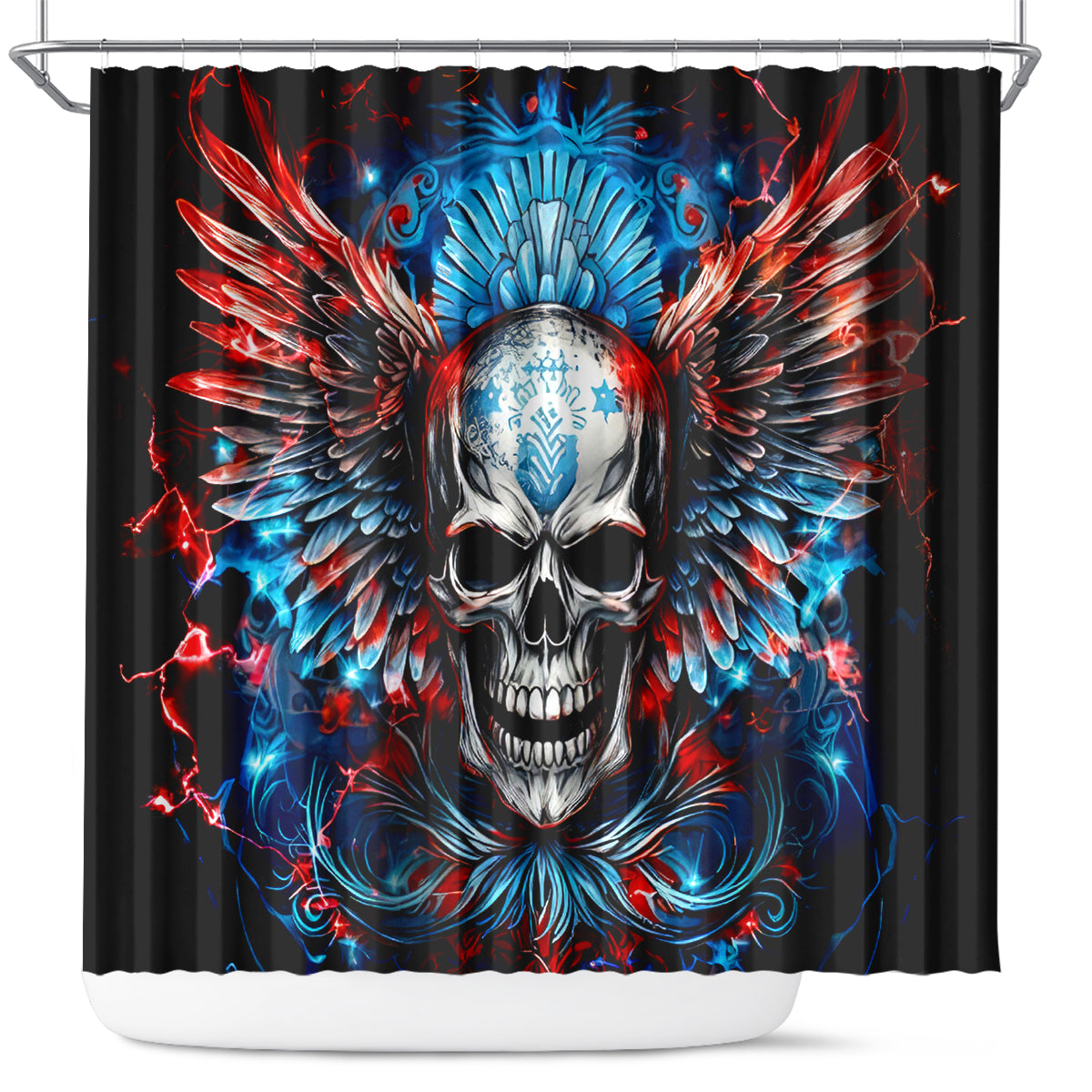 Wings Skull Shower Curtain People Are Asking Me Which Sign I was Born Under I Was Born Under A Warning Sigh