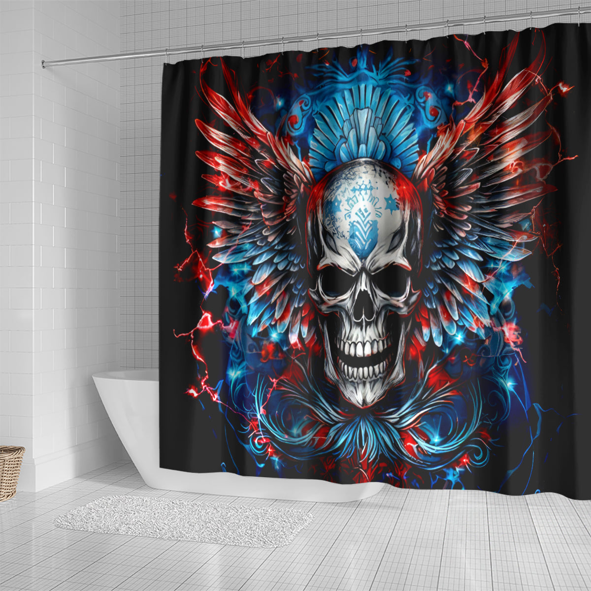 Wings Skull Shower Curtain People Are Asking Me Which Sign I was Born Under I Was Born Under A Warning Sigh