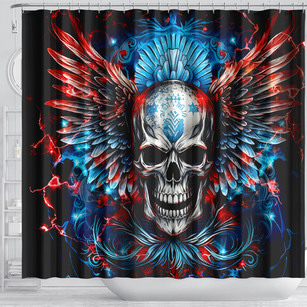 Wings Skull Shower Curtain People Are Asking Me Which Sign I was Born Under I Was Born Under A Warning Sigh