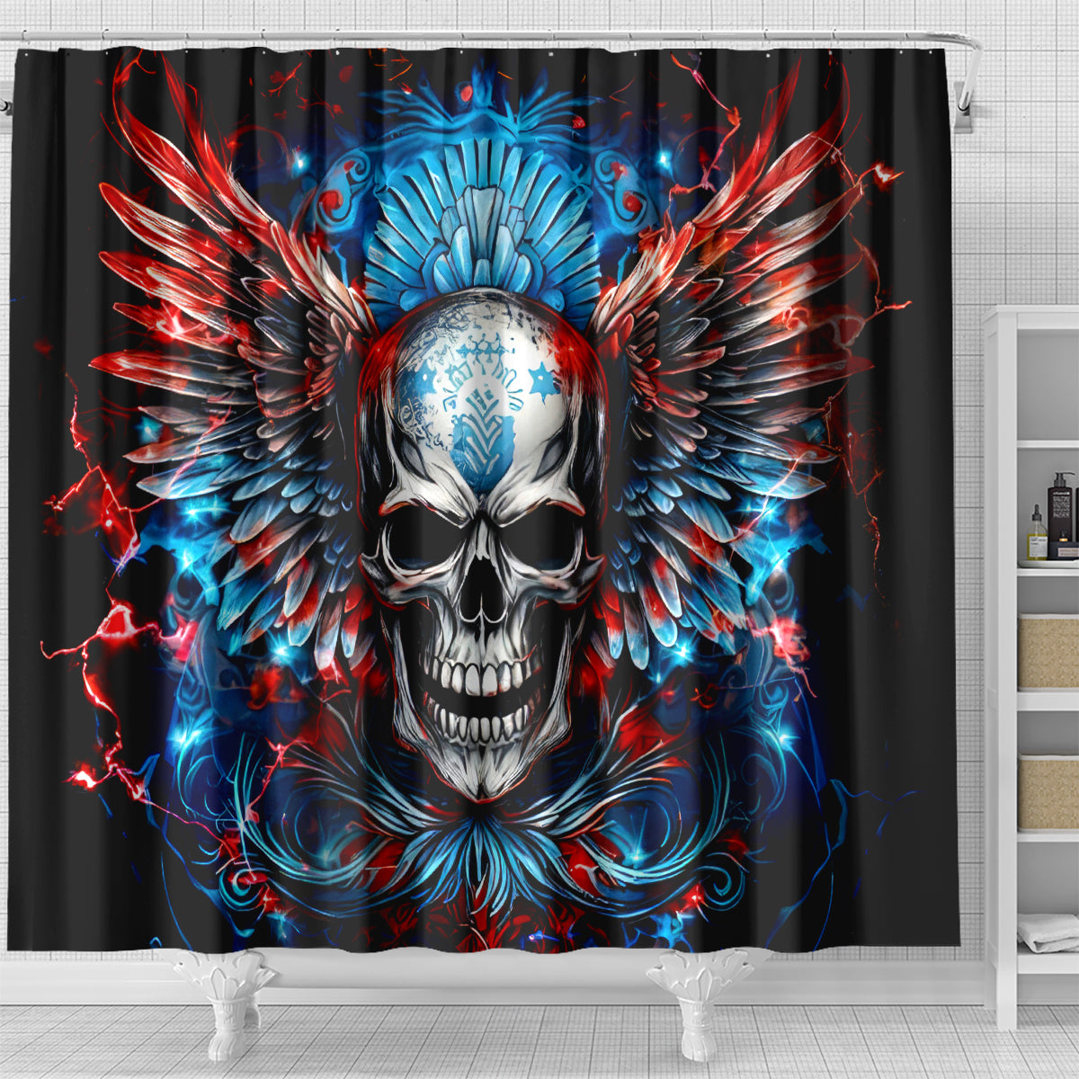 Wings Skull Shower Curtain People Are Asking Me Which Sign I was Born Under I Was Born Under A Warning Sigh