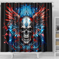 Wings Skull Shower Curtain People Are Asking Me Which Sign I was Born Under I Was Born Under A Warning Sigh