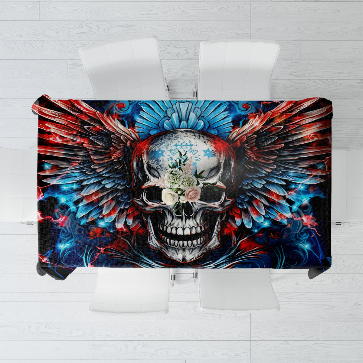 Wings Skull Tablecloth People Are Asking Me Which Sign I was Born Under I Was Born Under A Warning Sigh - Wonder Print Shop