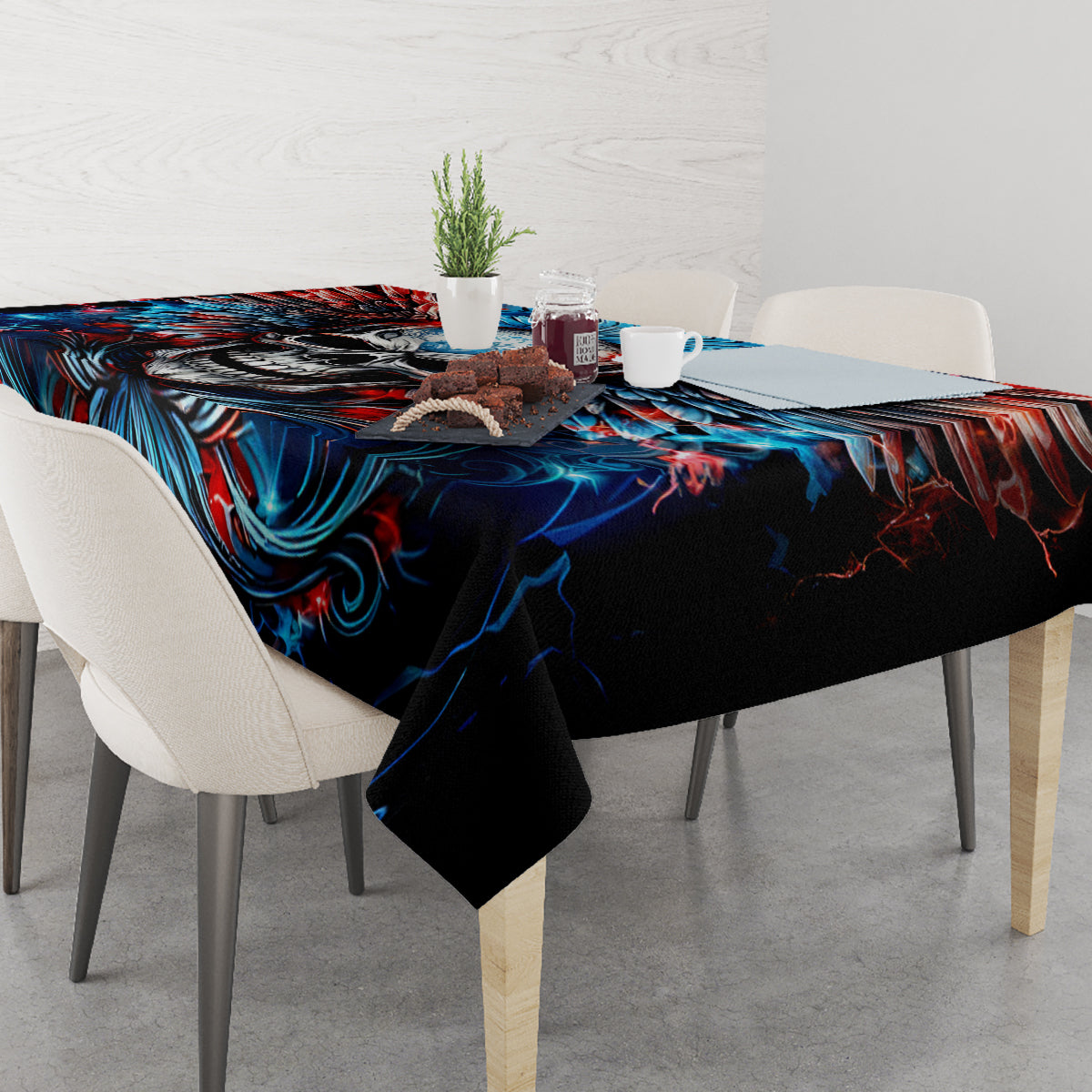 Wings Skull Tablecloth People Are Asking Me Which Sign I was Born Under I Was Born Under A Warning Sigh - Wonder Print Shop