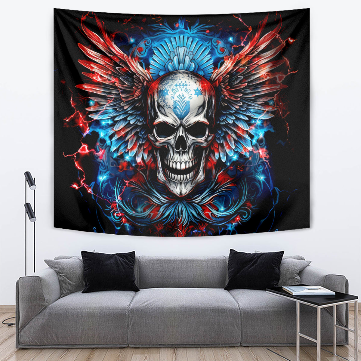 Wings Skull Tapestry People Are Asking Me Which Sign I was Born Under I Was Born Under A Warning Sigh - Wonder Print Shop