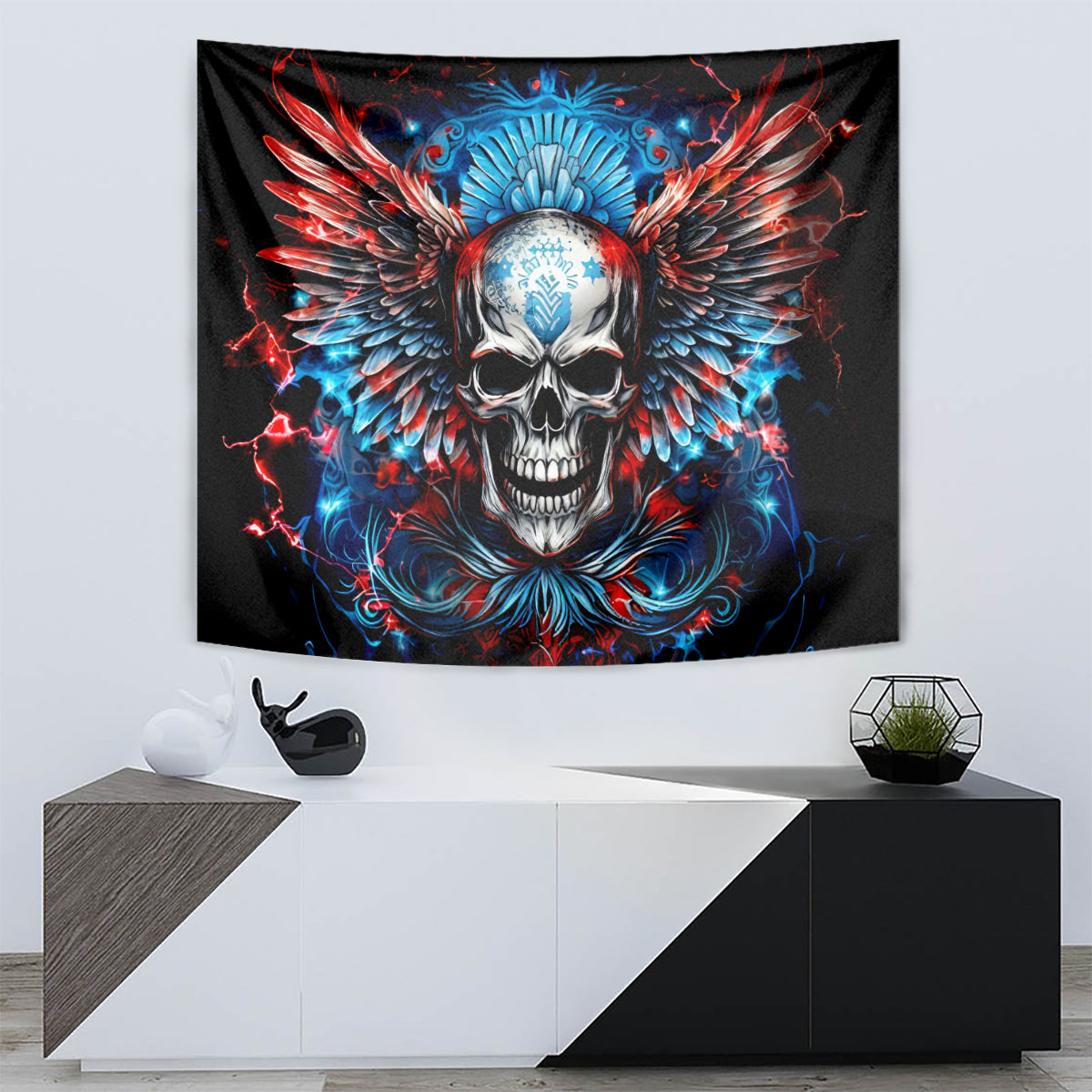 Wings Skull Tapestry People Are Asking Me Which Sign I was Born Under I Was Born Under A Warning Sigh - Wonder Print Shop