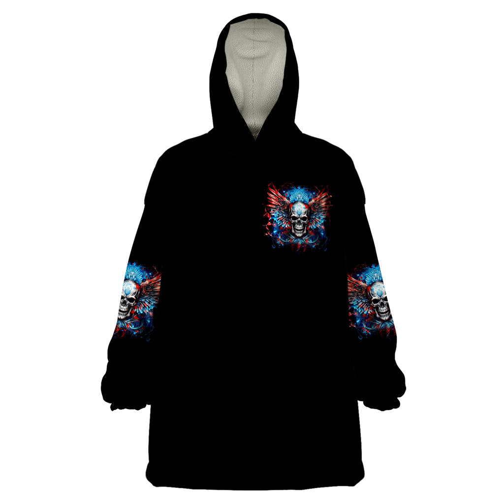 Wings Skull Wearable Blanket Hoodie People Are Asking Me Which Sign I was Born Under I Was Born Under A Warning Sigh - Wonder Print Shop