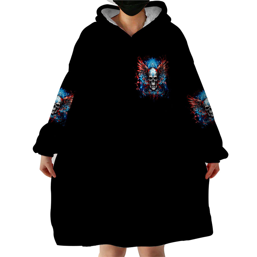 Wings Skull Wearable Blanket Hoodie People Are Asking Me Which Sign I was Born Under I Was Born Under A Warning Sigh - Wonder Print Shop