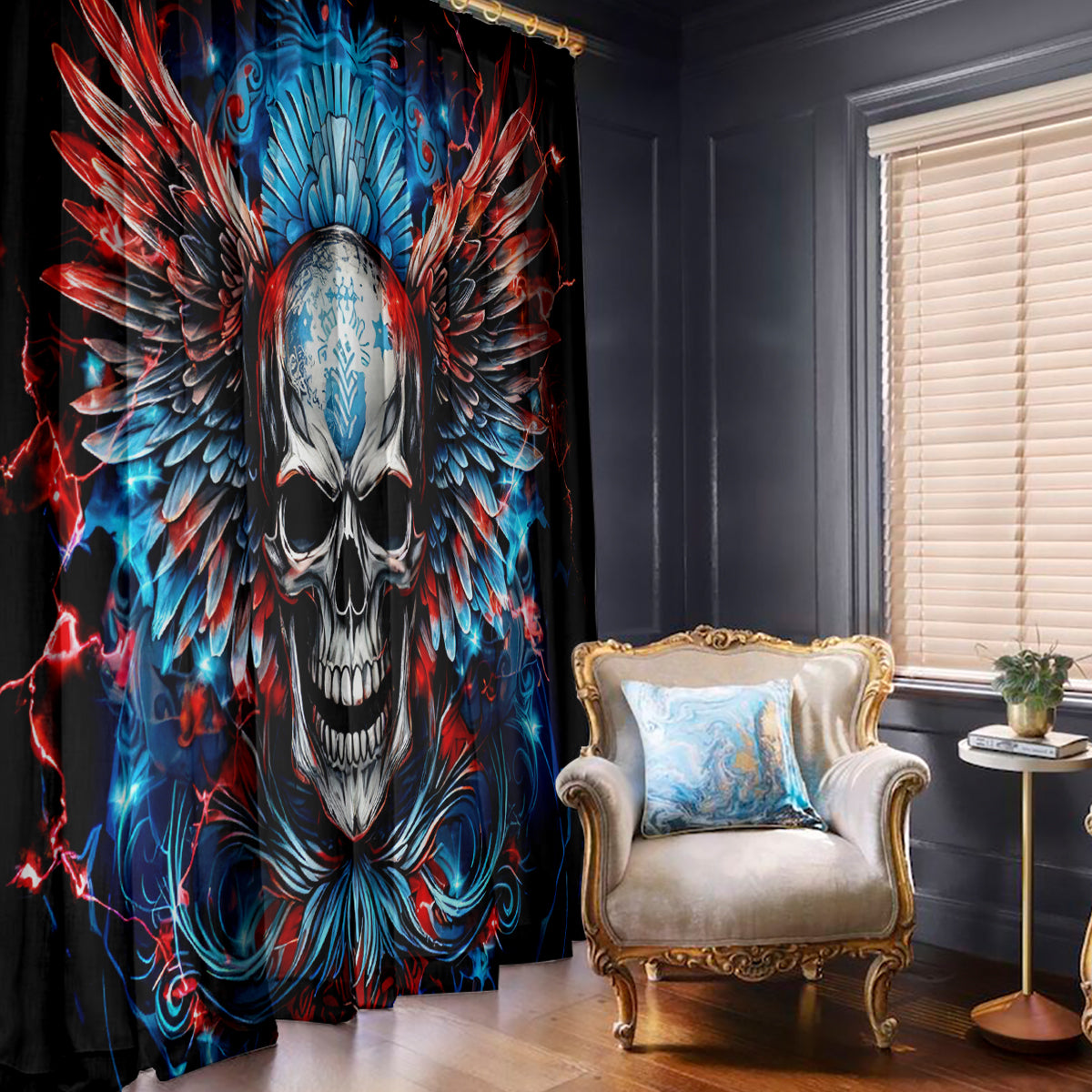 Wings Skull Window Curtain People Are Asking Me Which Sign I was Born Under I Was Born Under A Warning Sigh - Wonder Print Shop