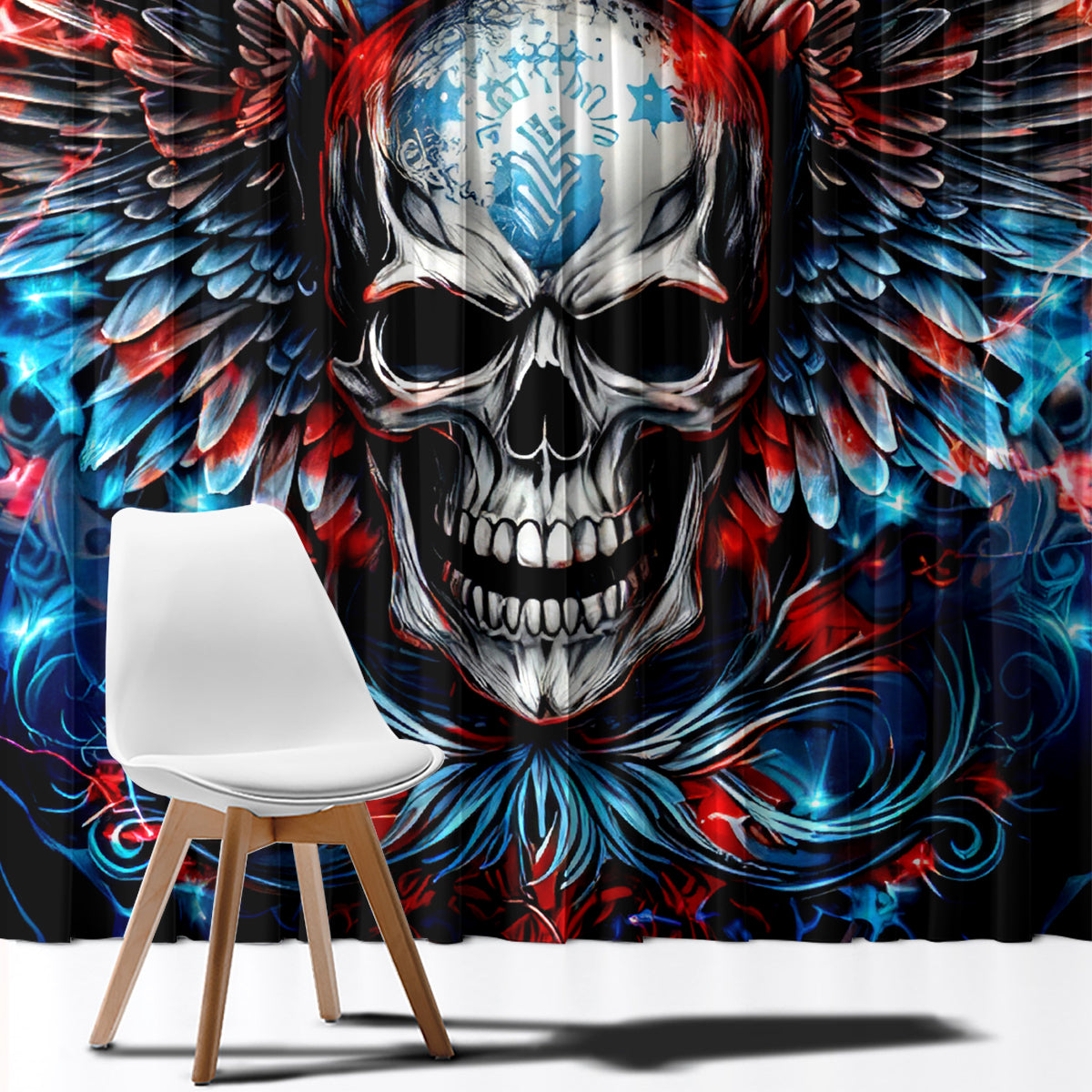 Wings Skull Window Curtain People Are Asking Me Which Sign I was Born Under I Was Born Under A Warning Sigh - Wonder Print Shop