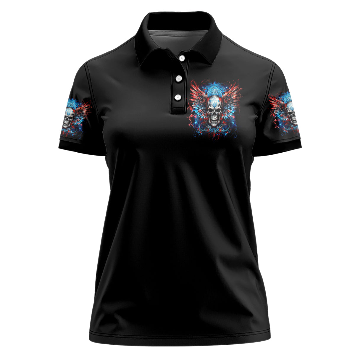 Wings Skull Women Polo Shirt People Are Asking Me Which Sign I was Born Under I Was Born Under A Warning Sigh - Wonder Print Shop