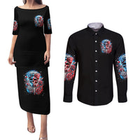 Lady Skull Couples Matching Puletasi and Long Sleeve Button Shirt Yes I'm A Bitch But Not Your - Wonder Print Shop