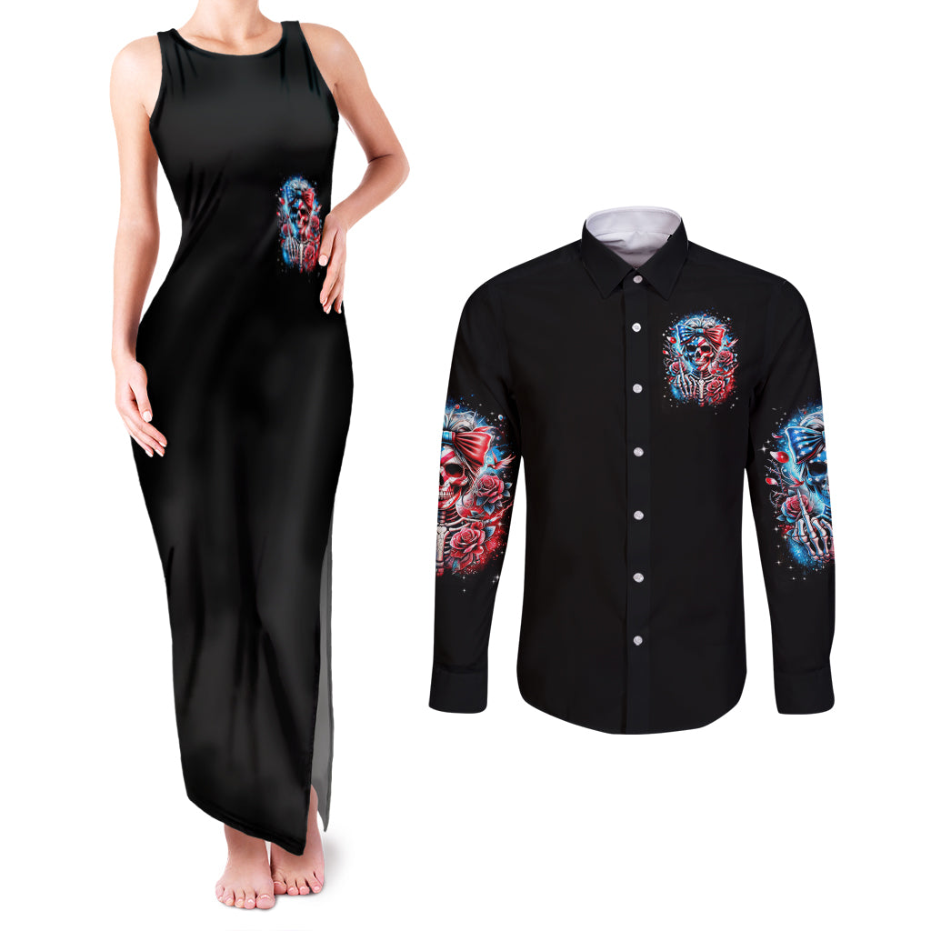 Lady Skull Couples Matching Tank Maxi Dress and Long Sleeve Button Shirt Yes I'm A Bitch But Not Your - Wonder Print Shop