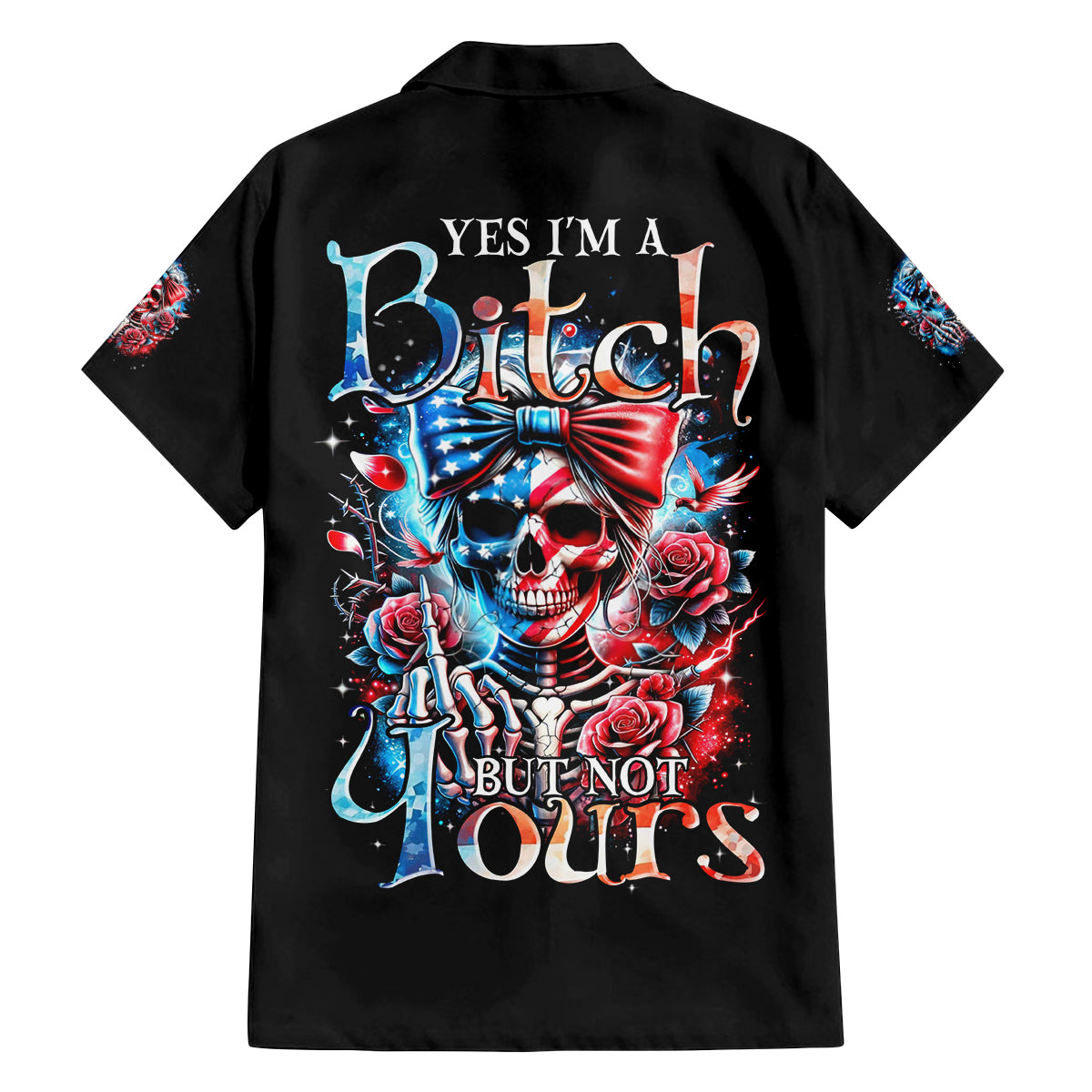 Lady Skull Family Matching Long Sleeve Bodycon Dress and Hawaiian Shirt Yes I'm A Bitch But Not Your - Wonder Print Shop