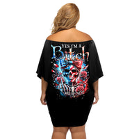 Lady Skull Off Shoulder Short Dress Yes I'm A Bitch But Not Your - Wonder Print Shop