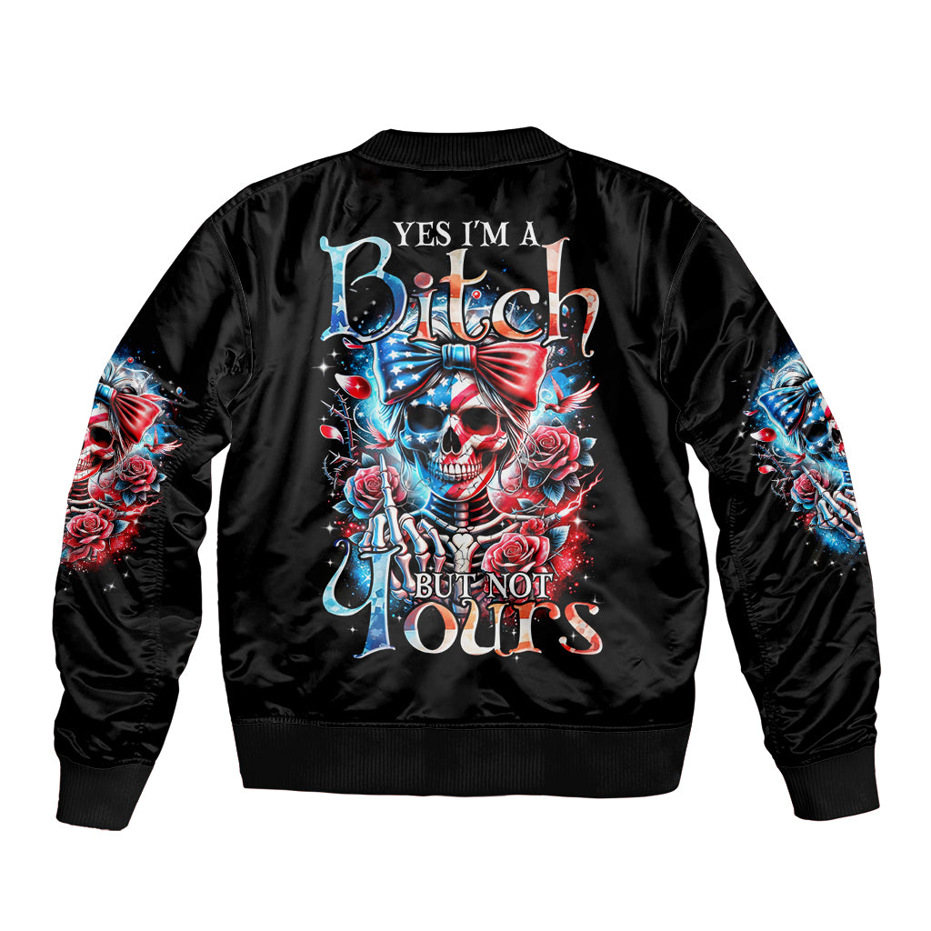 Lady Skull Sleeve Zip Bomber Jacket Yes I'm A Bitch But Not Your - Wonder Print Shop