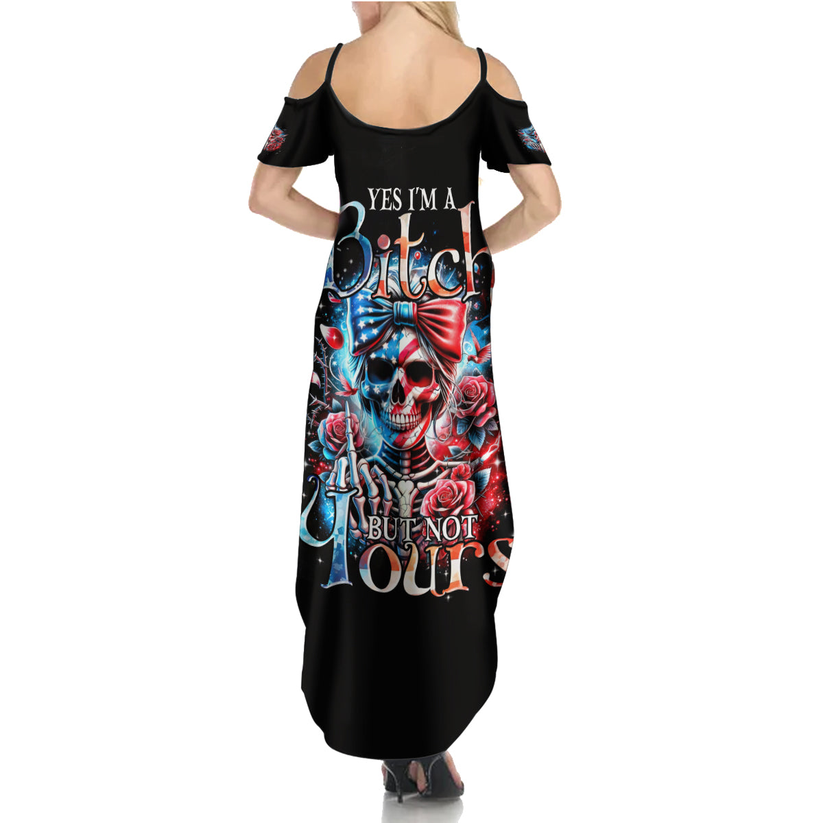Lady Skull Summer Maxi Dress Yes I'm A Bitch But Not Your - Wonder Print Shop