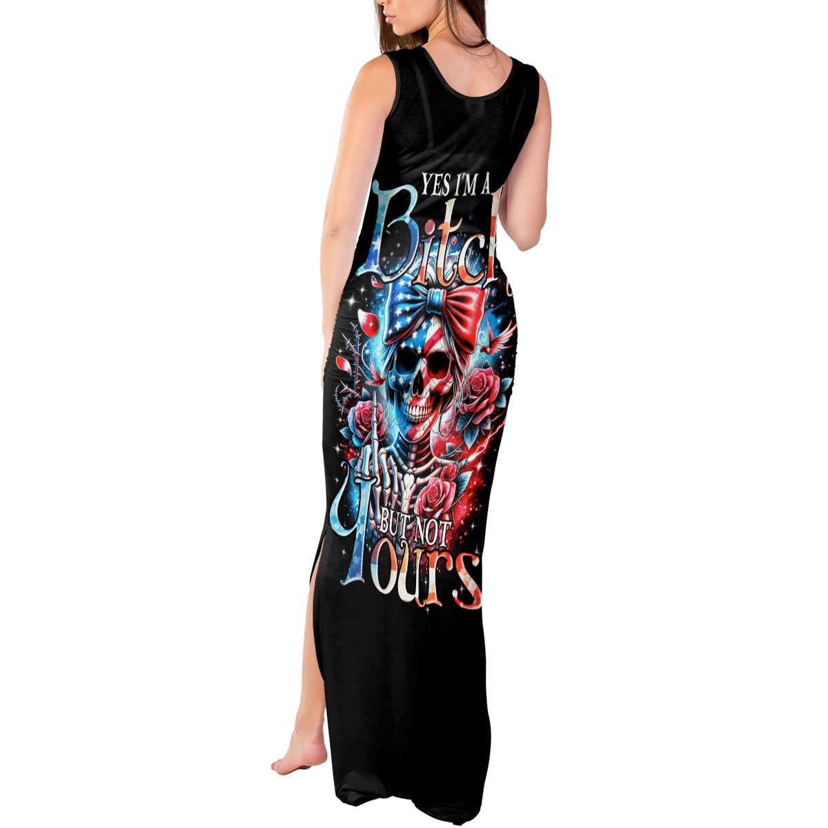 Lady Skull Tank Maxi Dress Yes I'm A Bitch But Not Your - Wonder Print Shop