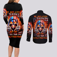 My Give A Fuck Is Broken But My Go Fuck Your Self Couples Matching Long Sleeve Bodycon Dress and Long Sleeve Button Shirt - Wonder Print Shop