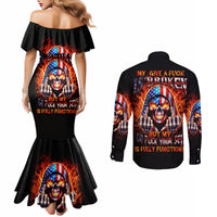 My Give A Fuck Is Broken But My Go Fuck Your Self Couples Matching Mermaid Dress and Long Sleeve Button Shirt