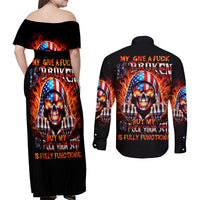 My Give A Fuck Is Broken But My Go Fuck Your Self Couples Matching Off Shoulder Maxi Dress and Long Sleeve Button Shirt - Wonder Print Shop