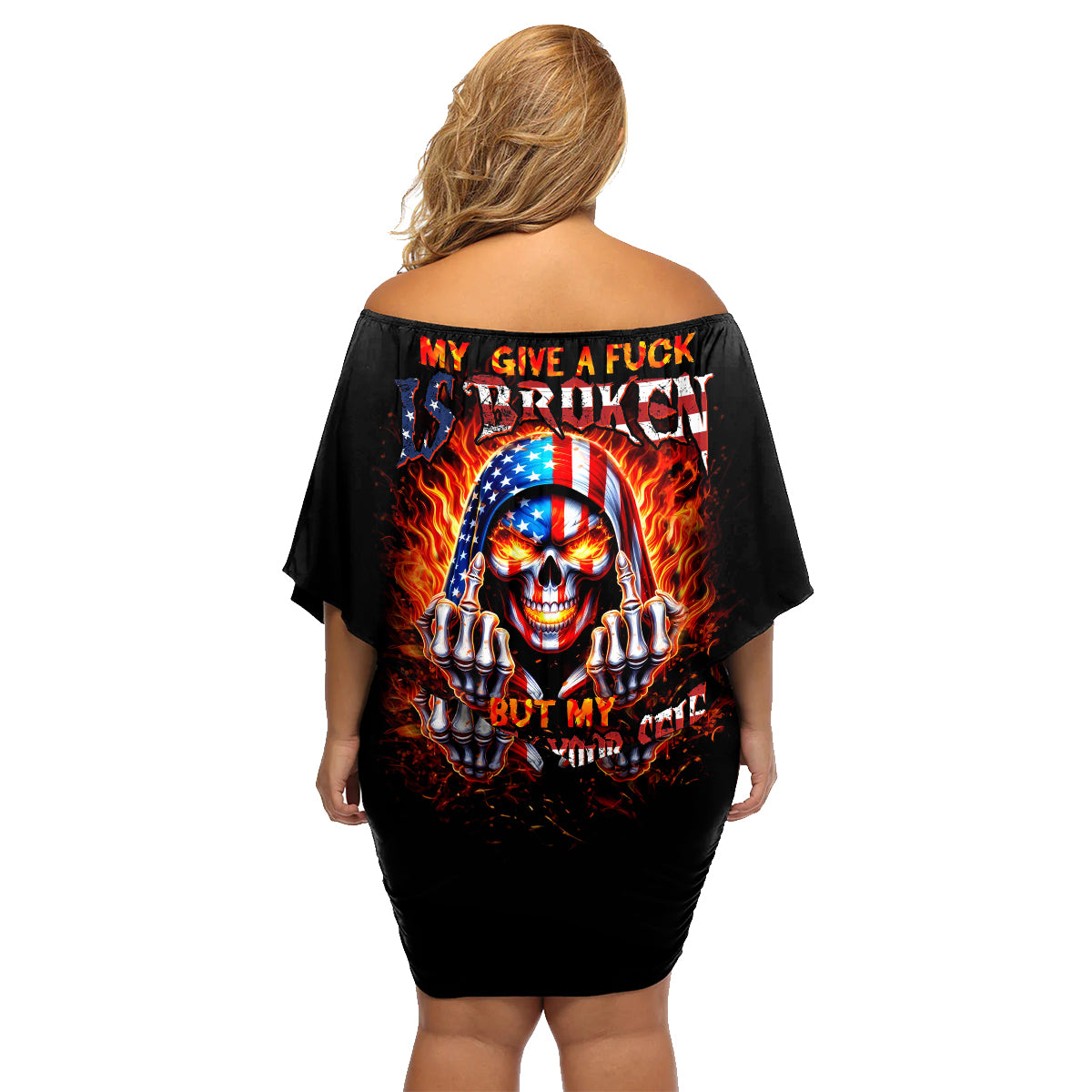 My Give A Fuck Is Broken But My Go Fuck Your Self Family Matching Off Shoulder Short Dress and Hawaiian Shirt - Wonder Print Shop