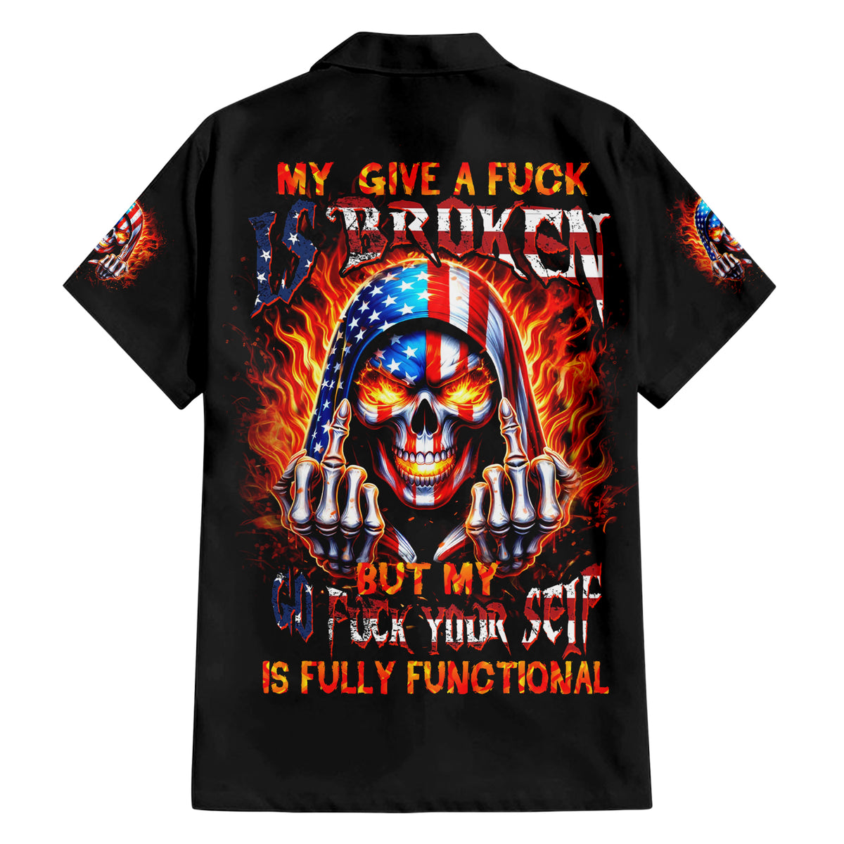 My Give A Fuck Is Broken But My Go Fuck Your Self Family Matching Short Sleeve Bodycon Dress and Hawaiian Shirt - Wonder Print Shop