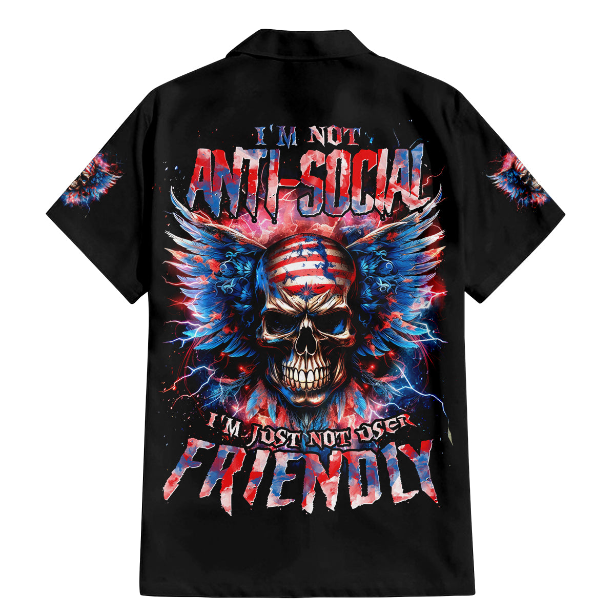 American Skull Family Matching Mermaid Dress and Hawaiian Shirt I'm Not Anti Social I'm Just Not User Friendly - Wonder Print Shop