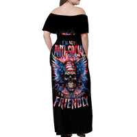 American Skull Off Shoulder Maxi Dress I'm Not Anti Social I'm Just Not User Friendly - Wonder Print Shop