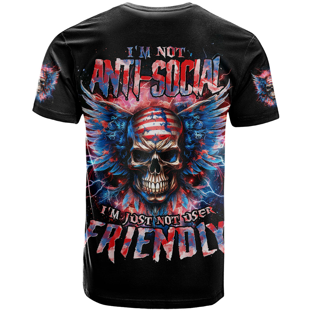 American Skull T Shirt I'm Not Anti Social I'm Just Not User Friendly - Wonder Print Shop
