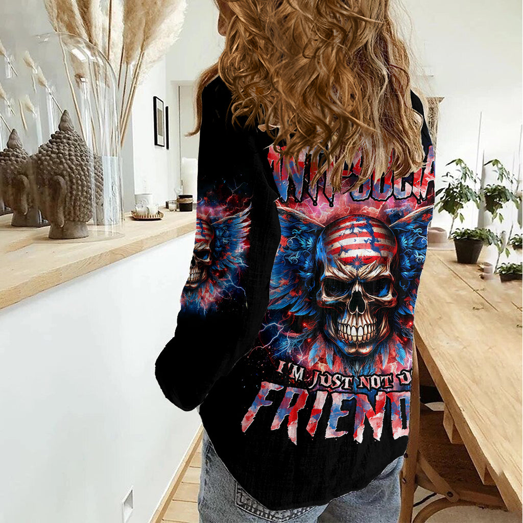 American Skull Women Casual Shirt I'm Not Anti Social I'm Just Not User Friendly - Wonder Print Shop