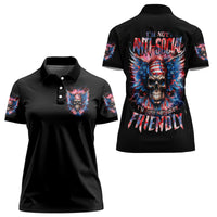 American Skull Women Polo Shirt I'm Not Anti Social I'm Just Not User Friendly - Wonder Print Shop