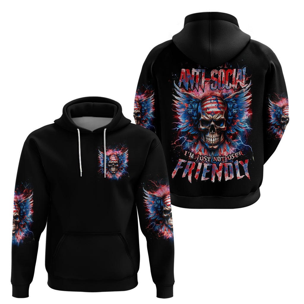 American Skull Zip Hoodie I'm Not Anti Social I'm Just Not User Friendly - Wonder Print Shop