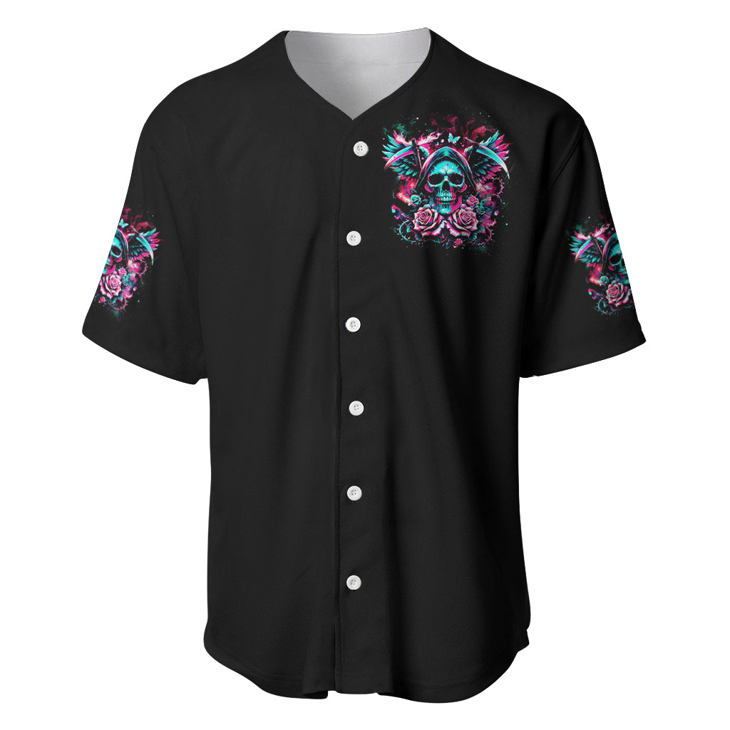 Rose Skull Baseball Jersey Heaven Don't Want Me And Hell's Afraid I'll Take Over - Wonder Print Shop